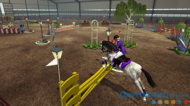 Điều khiển ngựa nhảy qua các chướng ngại vật trong game cưỡi ngựa Riding Club Championships cho máy tính và Mac