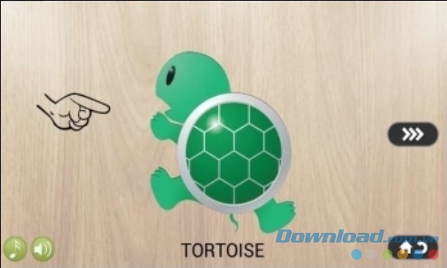 Mỗi hình xếp khi hoàn thành luôn kèm tên và cách phát âm tên loài vật đó