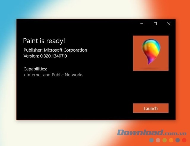 Hoàn tất quá trình cài đặt Microsoft Paint 3D Preview cho Windows 10