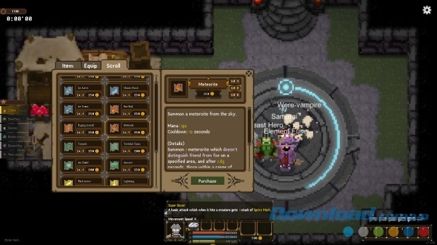 Mua nhiều cuộn giấy giúp nhân vật tung ra các tuyệt chiêu bắt mắt trong game hành động chiến đấu Hunger Dungeon cho máy tính