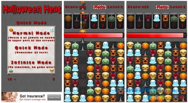 Chế độ chơi game Halloween Heat cho Windows Phone rất đa dạng