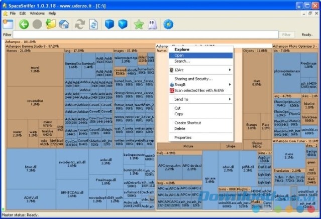 SpaceSniffer phân vùng theo màu sắc giúp người dùng tiện theo dõi SpaceSniffer phân vùng theo màu sắc giúp người dùng tiện theo dõi