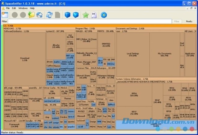 Công cụ phân tích ổ cứng miễn phí SpaceSniffer Công cụ phân tích ổ cứng miễn phí SpaceSniffer