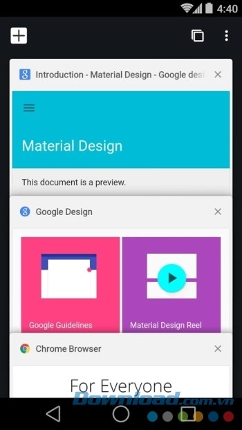 Giao diện của phiên bản thử nghiệm Chorme Canary