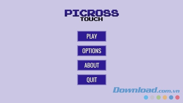 Main menu của game giải đố miễn phí Picross Touch cho máy tính