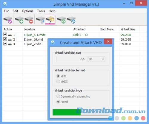 Tạo VHD hoặc VHDX trong hệ thống nhanh gọn nhất có thể