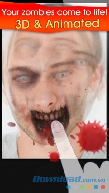 Để ngón tay gần miệng Zombie để xem chúng nghiến ngấu tay bạn