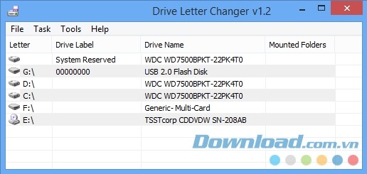  Công cụ thay đổi ký tự ổ đĩa tuyệt vời Drive Letter Changer