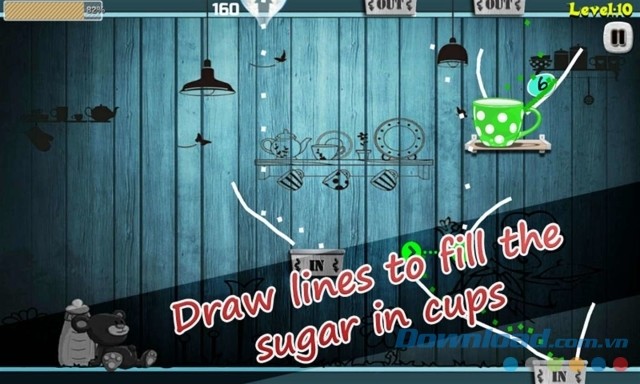 Tìm cách đổ đường vào cốc trong game trí tuệ miễn phí Sugar and Cup: Brain Game cho Windows Phone và máy tính