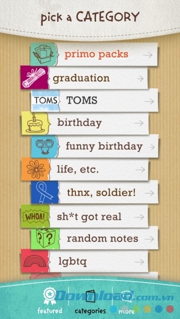Phân loại thiệp theo các chủ đề khác nhau để dễ dàng tìm kiếm Phân loại thiệp theo các chủ đề khác nhau để dễ dàng tìm kiếm