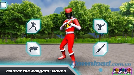 Chạm và vuốt để điều khiển nhân vật trong Power Rangers Dino Charge Rumble