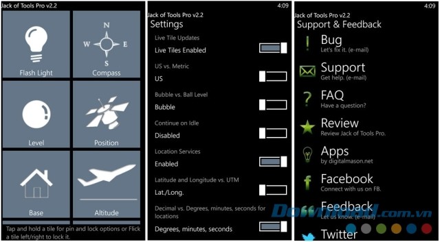 Jack of Tools Pro cho Windows Phone hỗ trợ nhiều công cụ đo lường hấp dẫn