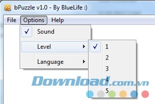Tính năng Options của bPuzzle