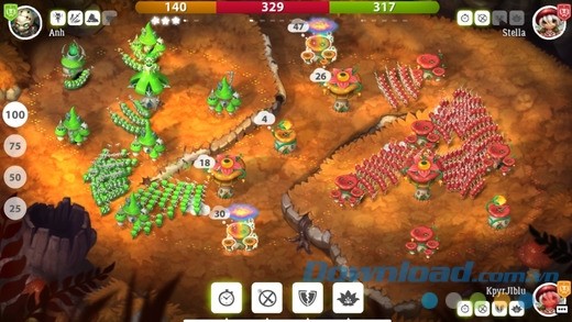 Chế độ chơi tổ đội và phối hợp đặc sắc trong Mushroom Wars 2 