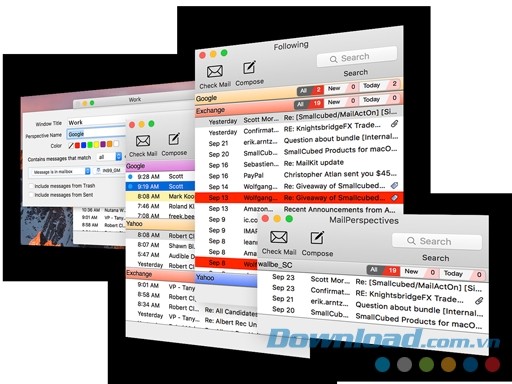 Kiểm tra hàng loạt mail cùng lúc dễ dàng với nhiều cửa sổ nhỏ gọn Kiểm tra hàng loạt mail cùng lúc dễ dàng với nhiều cửa sổ nhỏ gọn
