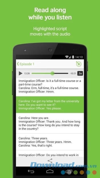 Xem nội dung hội thoại trong lúc nghe