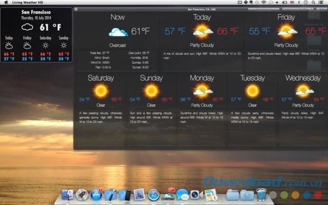 Hãy tải ngay Living Weather HD cho Mac để "làm đẹp" màn hình và cập nhật liên tục tình hình thời tiết 7 ngày trong tuần