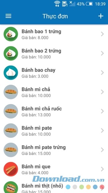 Cập nhập thực đơn các món ăn của quán