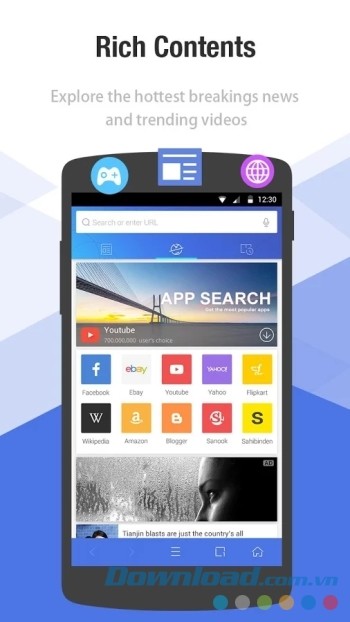 Đề xuất tin tức và video giải trí trên trang chủ Ace Browser 