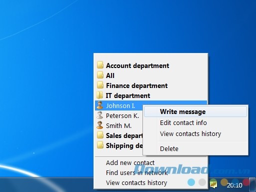 Tạo một tin nhắn mới tới người dùng trong mạng nội bộ với Winsent