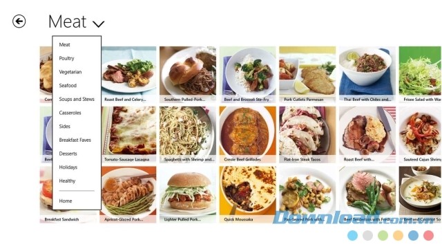  Everyday Food phân chia món ăn theo danh mục để người dùng tiện tìm kiếm