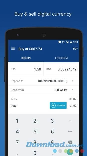 Mua bán tiền ảo với ứng dụng Bitcoin Wallet 