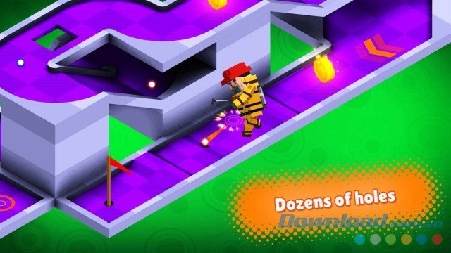 Đánh bóng gôn vào hàng chục lỗ khác nhau trong game thể thao miễn phí Mini Golf Buddies