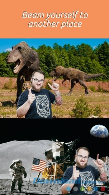 Ghép hình nền khác nhau như đang ở trong rừng hay trên mặt trăng