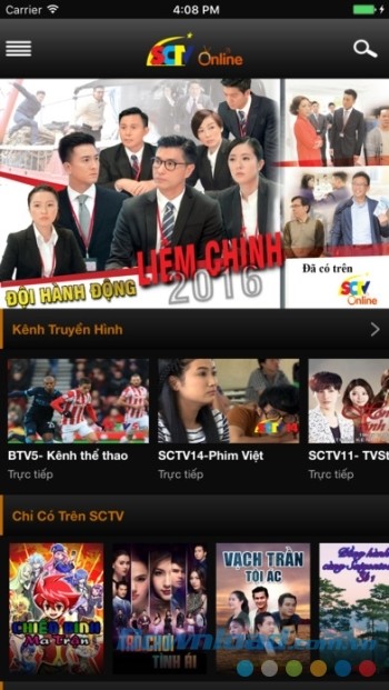 Ứng dụng cung cấp dịch vụ xem TV trực tuyến