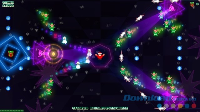 Đối phó với nhiều kẻ địch nguy hiểm trong game ông già Noel miễn phí Death Ray Santa cho máy tính