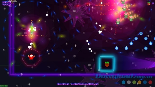 Điều khiển ông già Noel di chuyển đến vị trí an toàn trong game hành động miễn phí cho máy tính Death Ray Santa