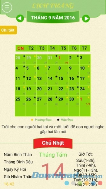Xem lịch tháng