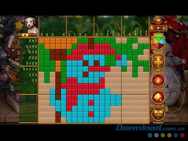 Tạo ra hình ảnh người tuyết và nhiều hình bắt mắt khác trong game trí tuệ Rainbow Mosaics: Christmas Lights 2 cho máy tính