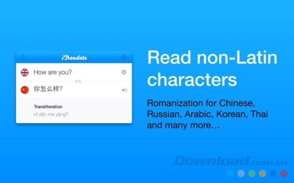 iTranslate cho Mac hỗ trợ phiên âm Latin dễ hiểu