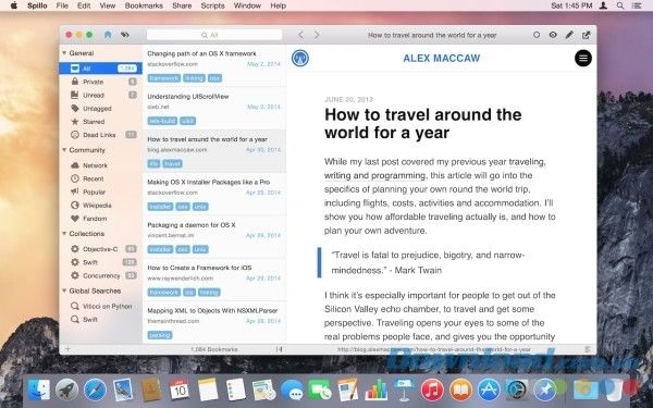 Spillo cho Mac là ứng dụng quản lý bookmark chuyên nghiệp