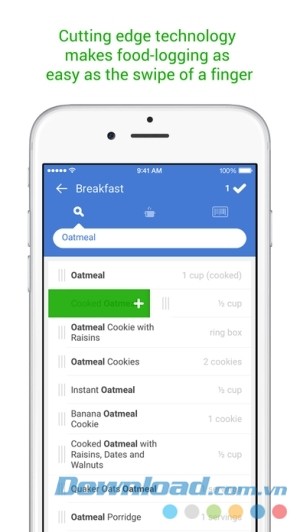 Nhập tên món ăn cho chế độ giảm cân trên Noom Coach cho iOS