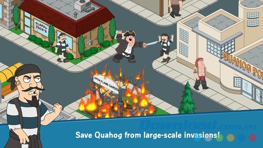 Nhiệm vụ chống tội phạm quy mô lớn khó nhằn ở Family Guy: The Quest for Stuff cho iOS 