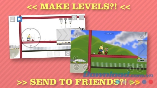 Happy Wheels cho iOS chia sẻ với bạn bè thành tích đạt được khi lên level