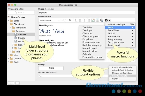 PhraseExpress cho Mac là phần mềm quản lý snippet thân thiện với người sử dụng