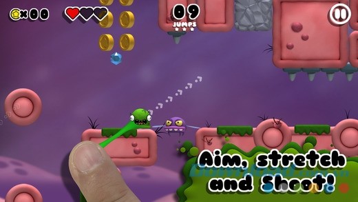 Điều khiển cục gỉ mũi vượt chướng ngại vật trong game vui Booger Boing cho iOS 