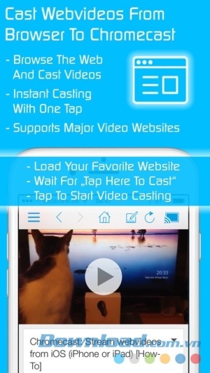 Video & TV Cast for Chromecast cho iOS phát webvideo lên tv