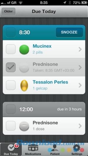 Pillboxie cho iOS thuốc hết liều