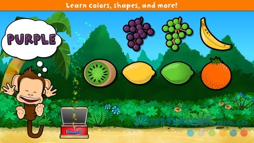 Monkey Preschool Lunchbox cho iOS dạy bé nhận biết màu sắc nhiều loại hoa quả khác nhau