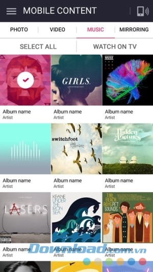 LG TV Plus cho iOS chọn nội dung điện thoại để hiển thị 