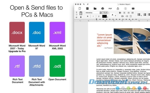 Document Writer cho Mac hỗ trợ lưu file dưới nhiều định dạng khác nhau