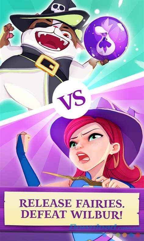 Đánh bại kẻ thù trong game bắn bóng Bubble Witch 3 Saga miễn phí cho máy tính và Windows Phone
