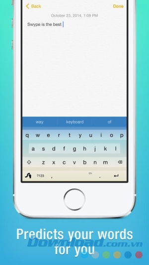 Swype cho iOS dự đoán từ gõ 