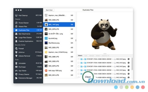 OS Cleaner 3 cho Mac chức năng tìm kiếm file rác thông minh