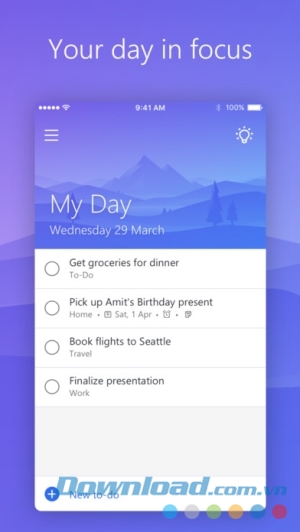 Microsoft To-Do cho iOS tập trung vào công việc