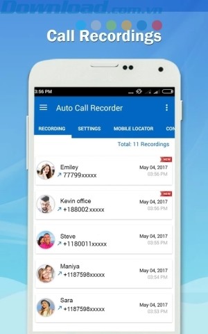 Ghi âm các cuộc gọi đến và đi hoàn toàn tự động